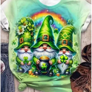 Women's St. Patrick's Day T shirt Daily Casual Short Sleeve Green 3D Print O-Neck Short Sleeve Tees Streetwear Y2k Clothing